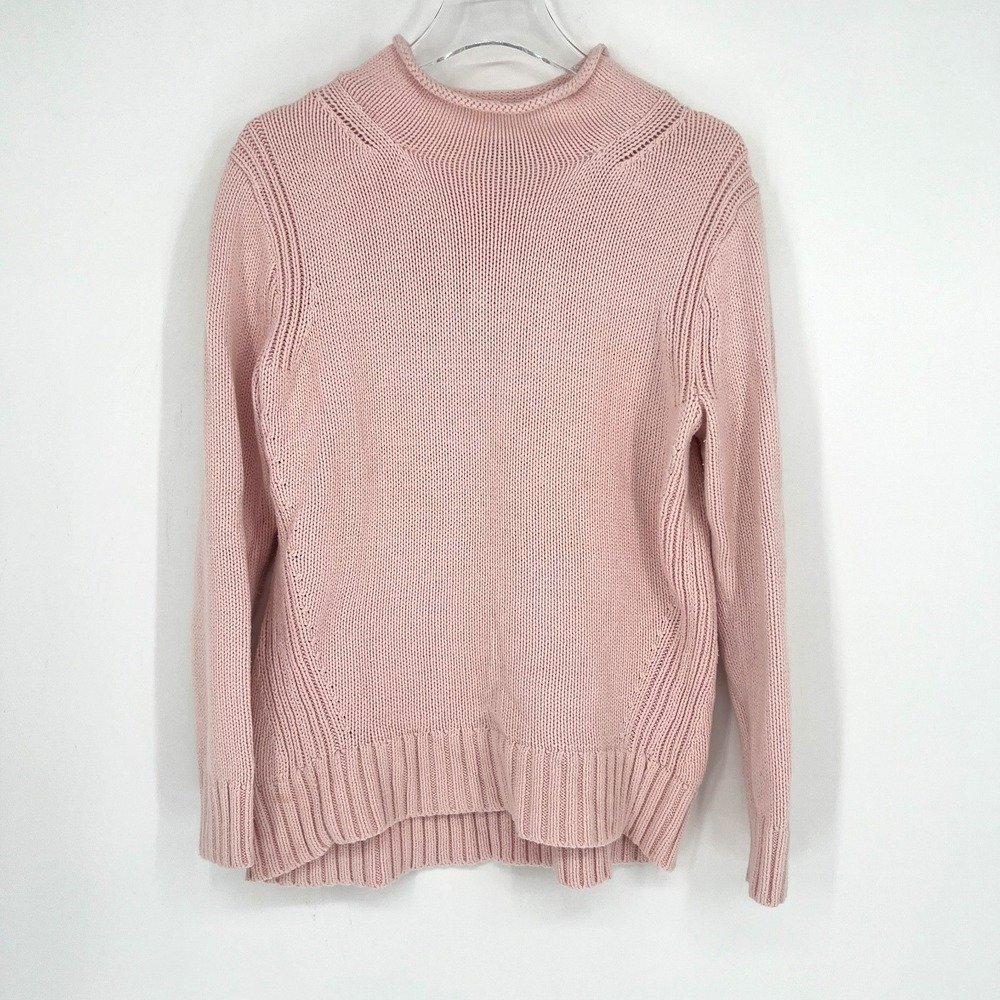 Vtg J Crew Sweater Womens M Roll Neck Oarsman Preppy Pink Old Money‎ Classy